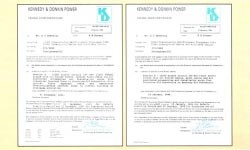 英国肯尼迪.唐金公司签署的由上海电缆厂供应塞浦路斯全套电缆和附件的工程验收证书