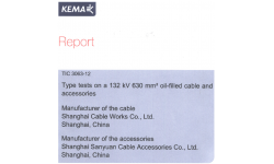 KEMA检测报告-132KV 630mm2充油电缆和三原公司附件